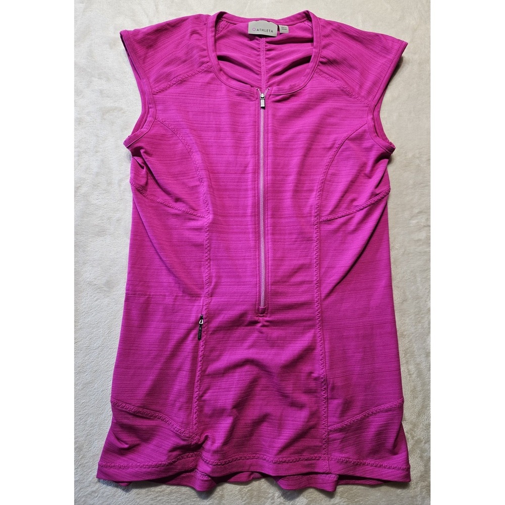 Athleta‎ Pacifica Illume UPF Tank XS Pink Sleeveless Quarter Zip Running Workout